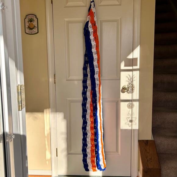 NEW Handmade Crocheted Scarf in University of Virginia Colors - Picture 4 of 11
